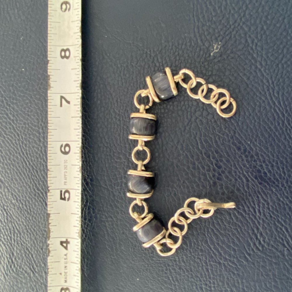 Handmade Silver and black stone bracelet